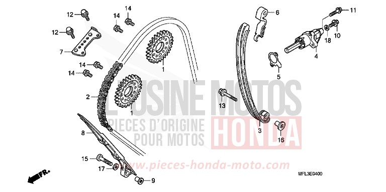 CAM CHAIN/TENSIONER for CBR1000RR Fireblade PEARL SUNBEAM WHITE (NHA66HA) from 2010